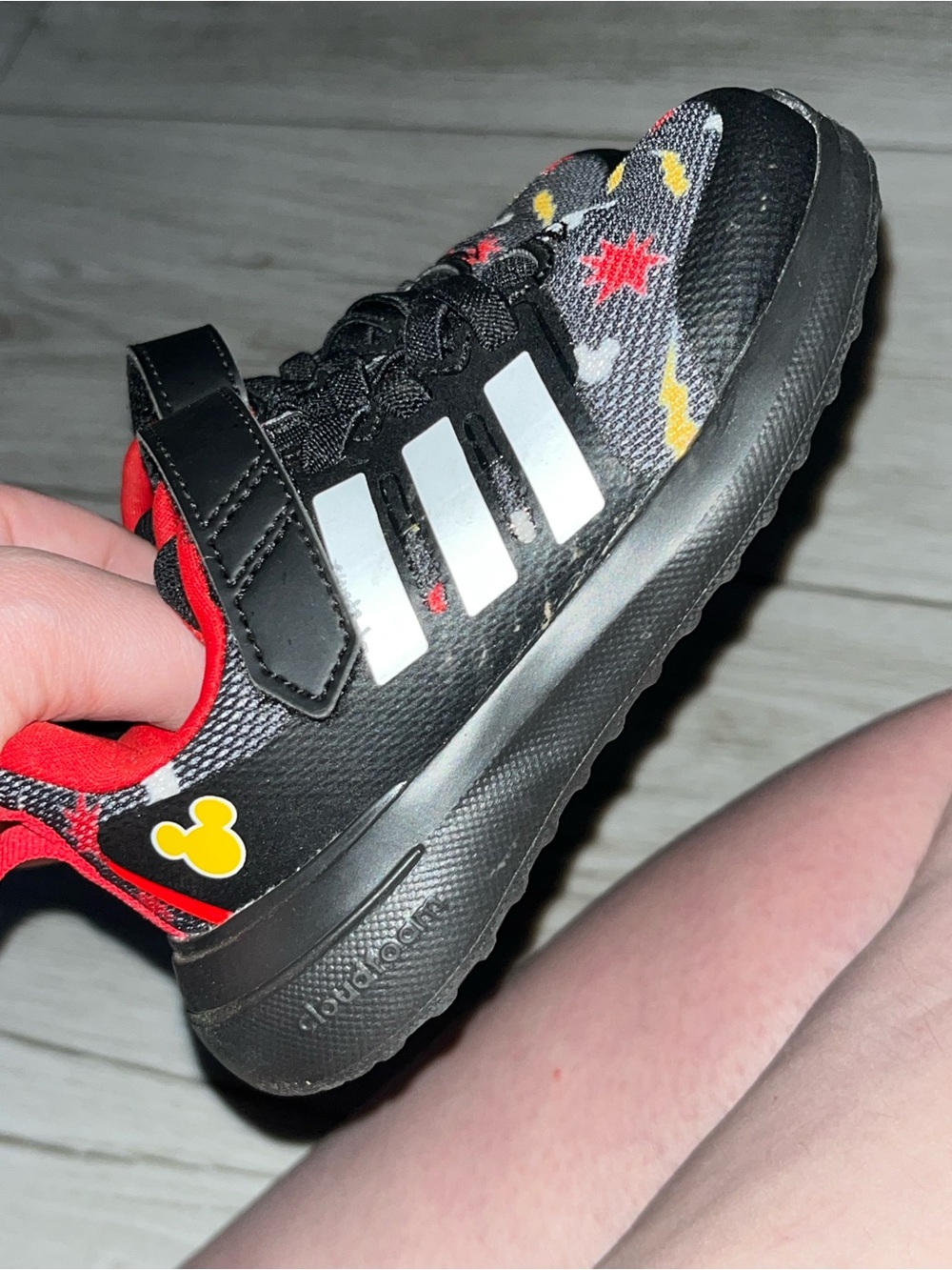 Kids' Black & Red Athletic Shoes with Mickey Accent